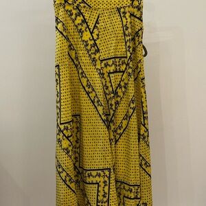 Ganni Yellow and Black Maxi Skirt